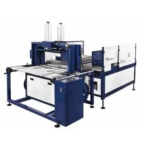 Flejadora de arco automática con mesa accionada por rodillos y prensa, YS-305RPD