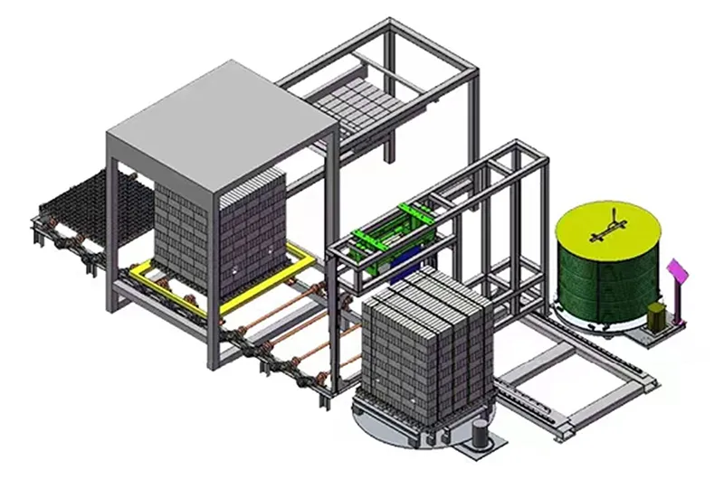 Sistema de apilamiento y embalaje de ladrillos / bloques